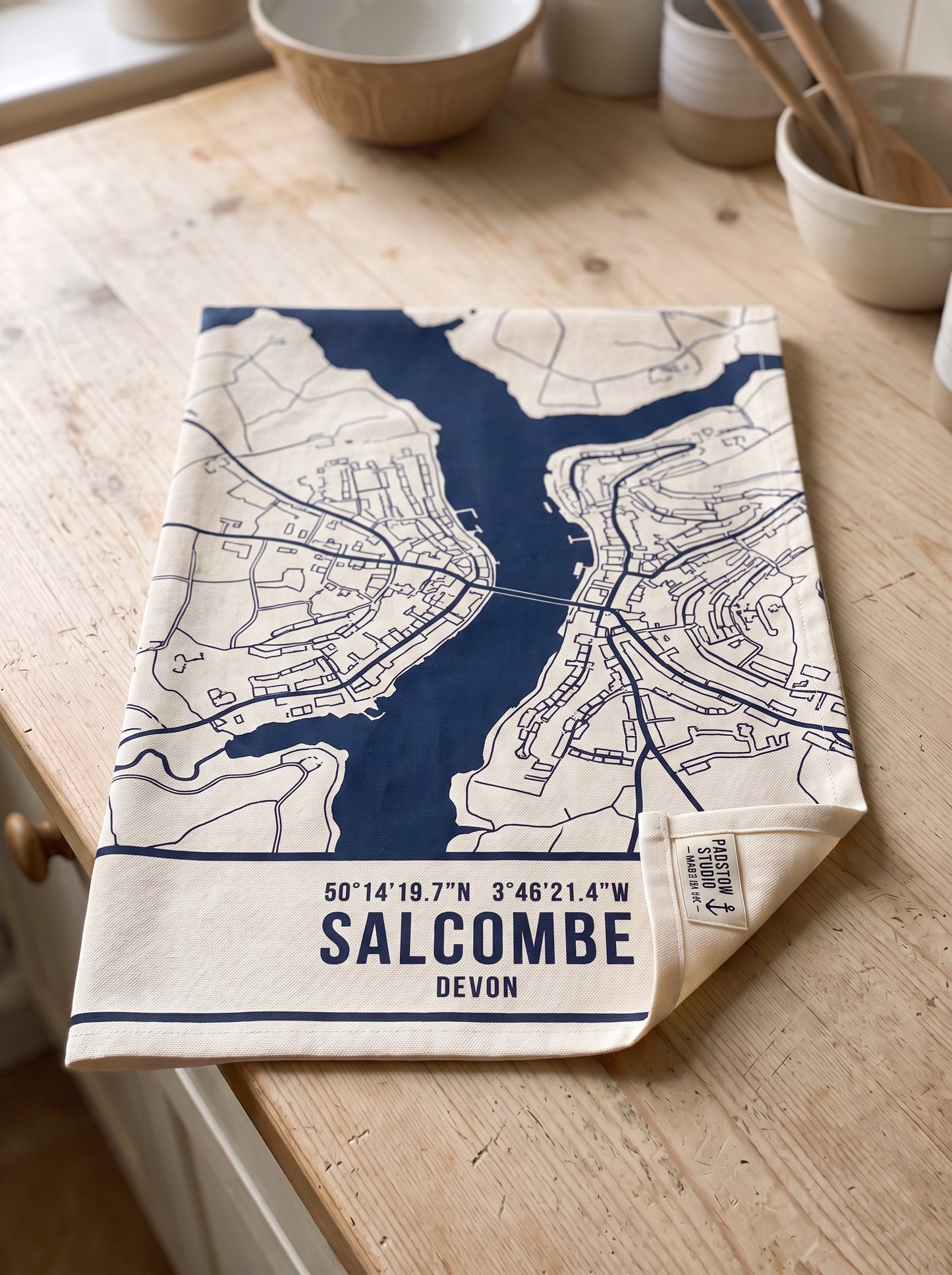 Salcombe — Map Tea Towel