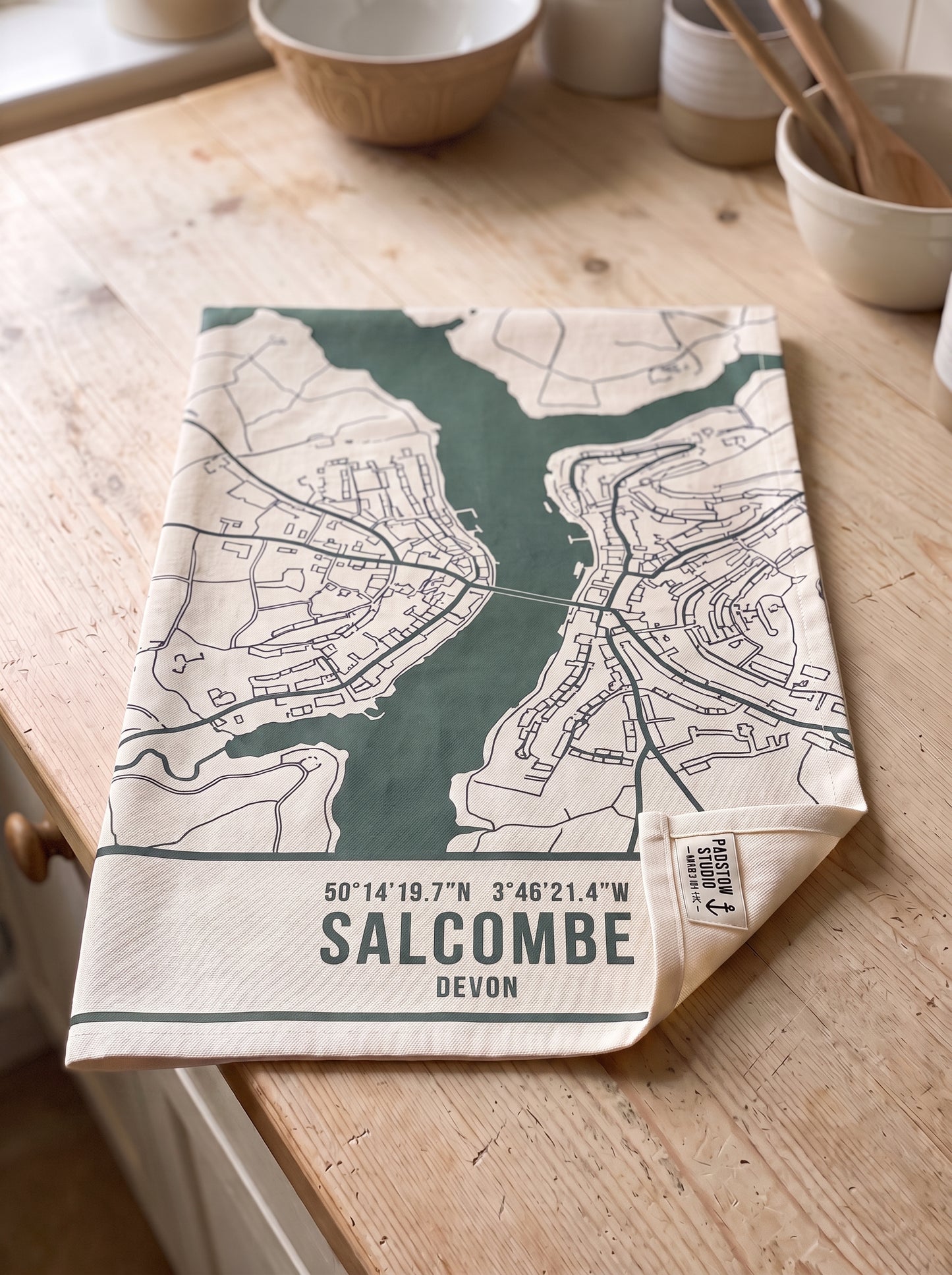 Salcombe — Map Tea Towel