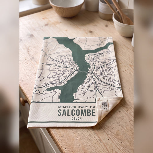 Salcombe — Map Tea Towel