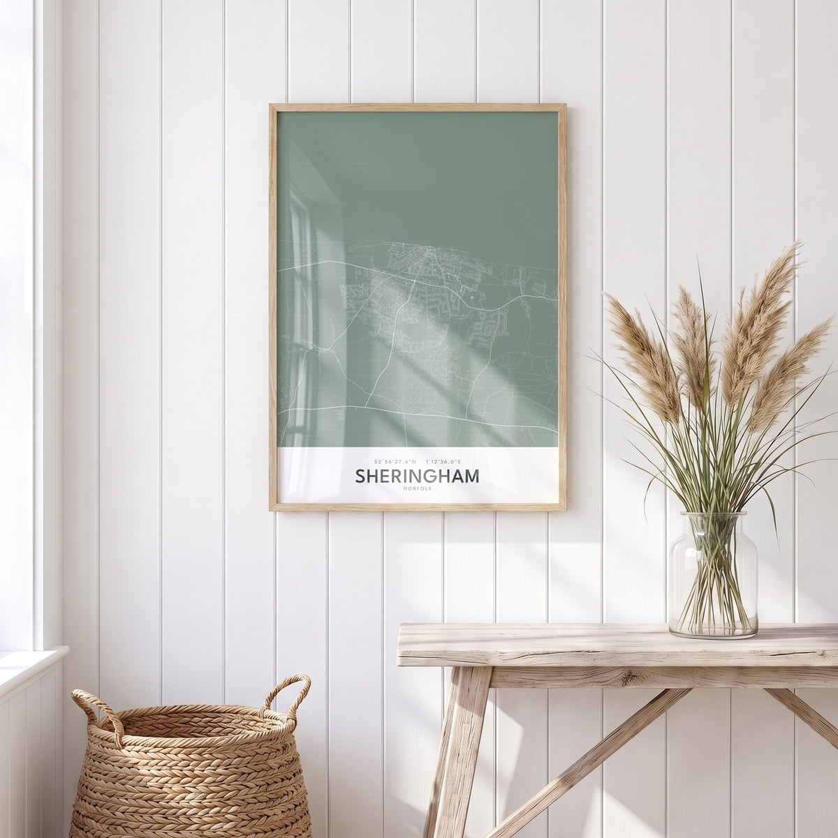 Sheringham — Framed Map Print (Sage)