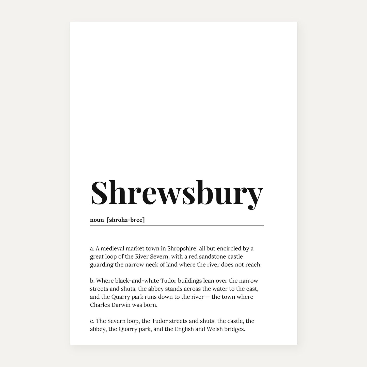 Shrewsbury — Dictionary Print