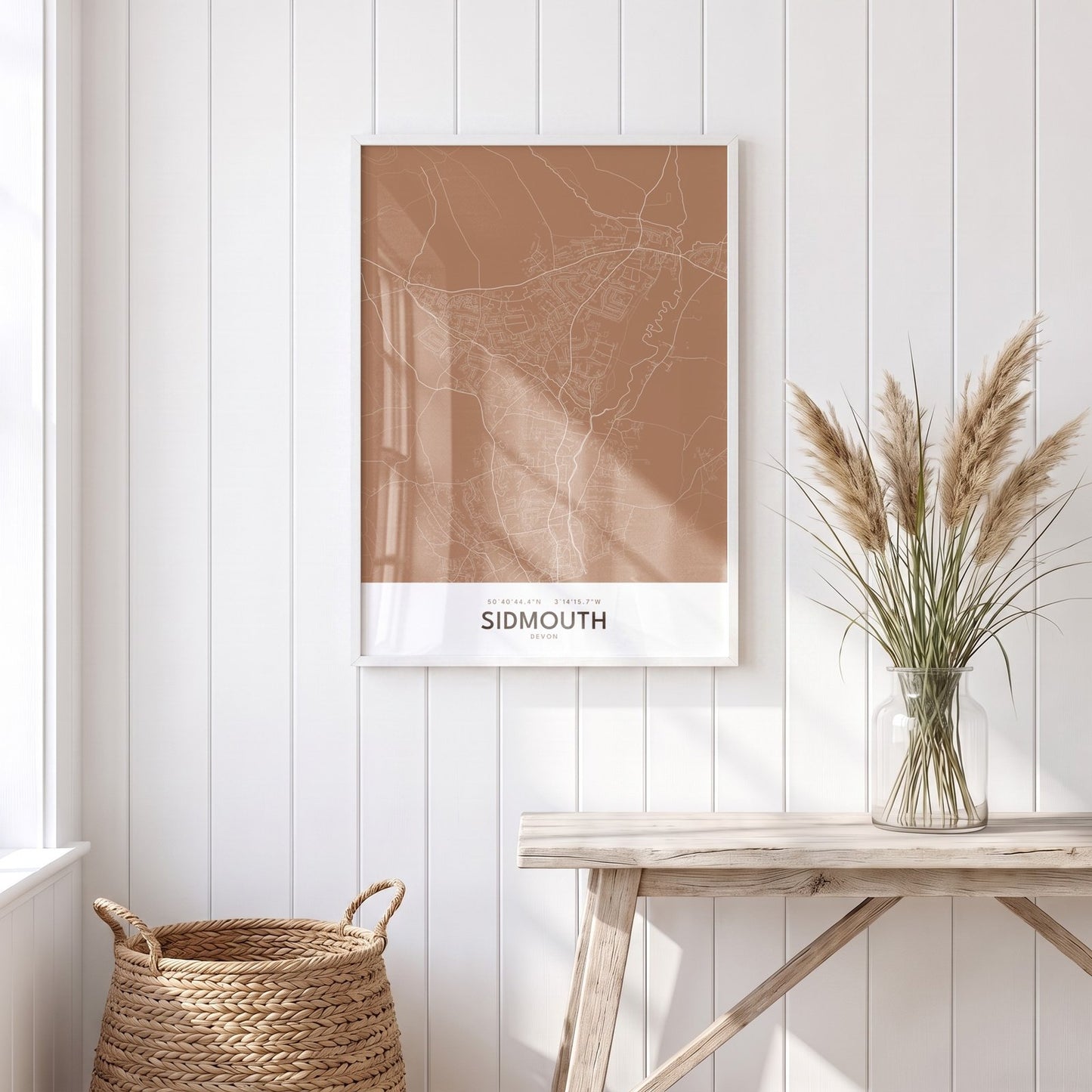 Sidmouth — Framed Map Print (Terracotta)