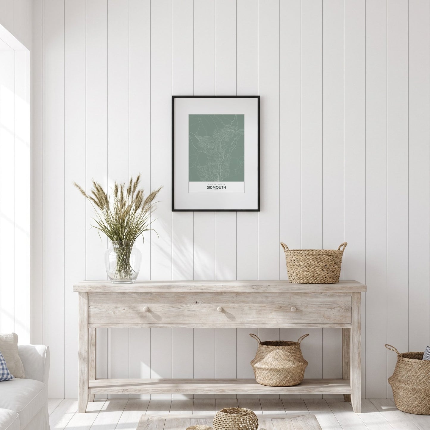 Sidmouth — Framed Map Print (Sage)