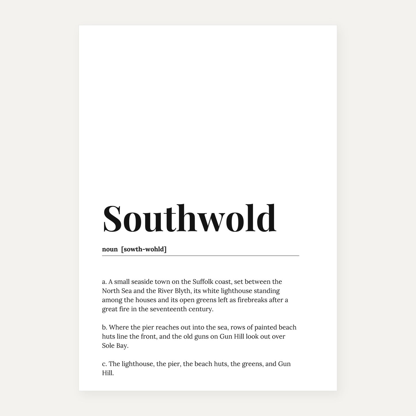 Southwold — Dictionary Print
