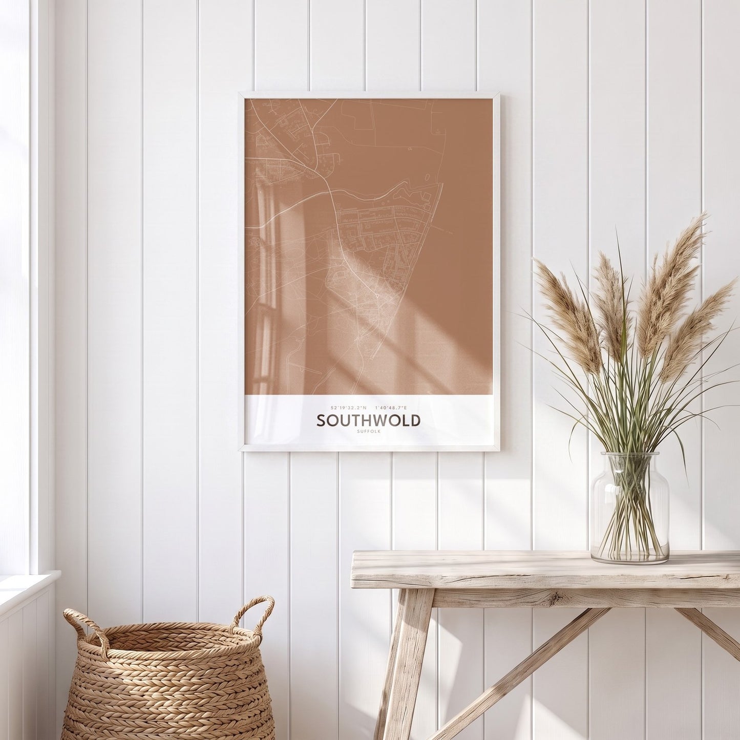 Southwold — Framed Map Print (Terracotta)