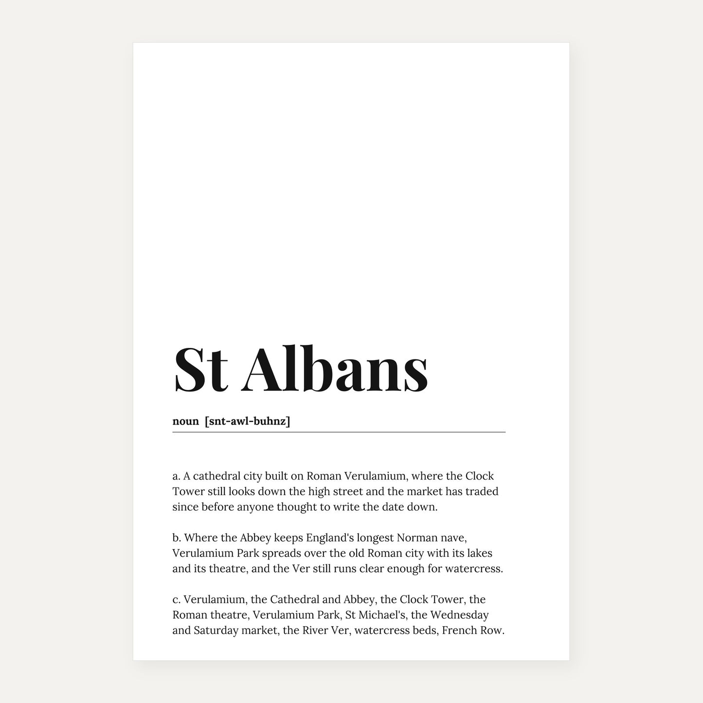 St Albans — Dictionary Print