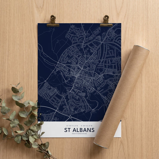 Your Town Merch — St Albans Map Print unframed print