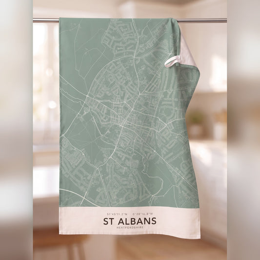 St Albans — Map Tea Towel