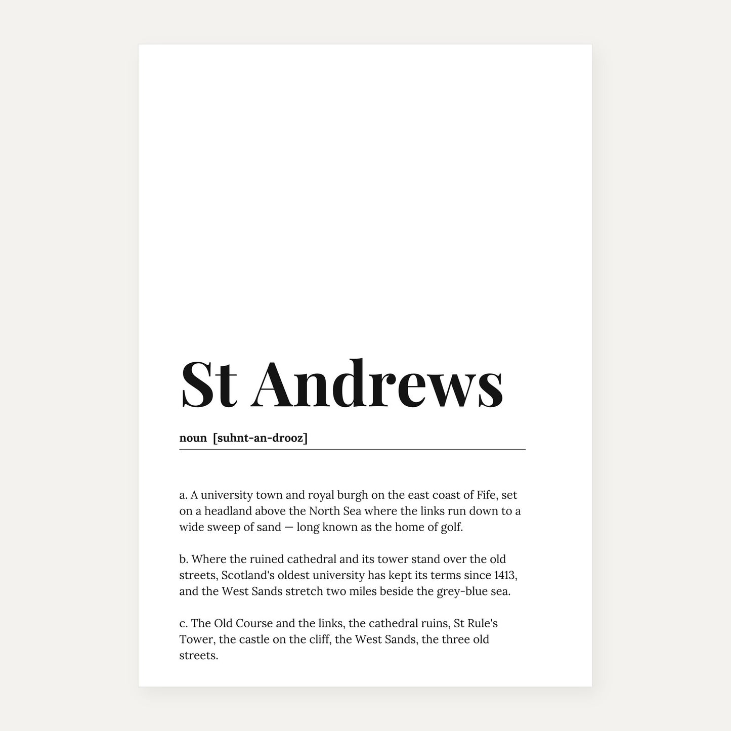 St Andrews — Dictionary Print