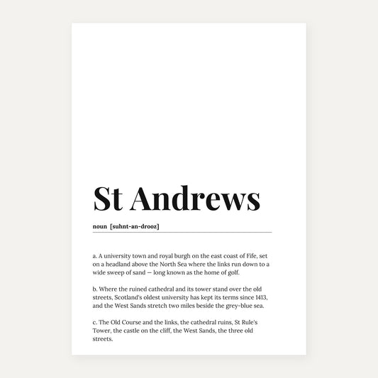 St Andrews — Dictionary Print