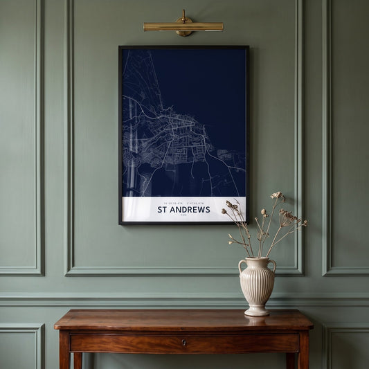 St Andrews — Framed Map Print (Navy)