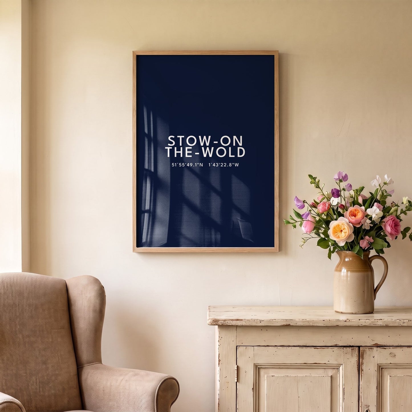 Stow-on-the-Wold — Framed Coordinates Print (Navy)