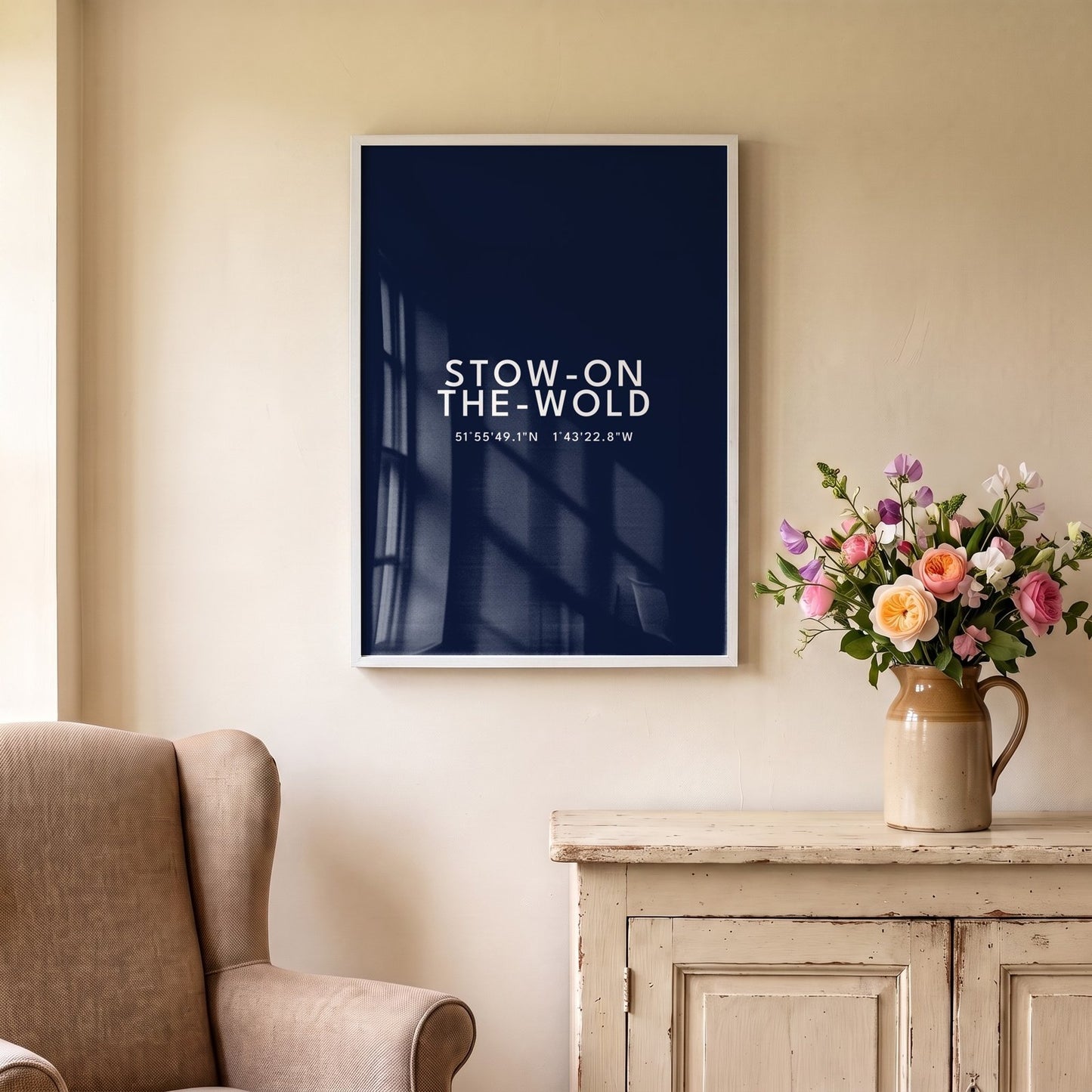 Stow-on-the-Wold — Framed Coordinates Print (Navy)