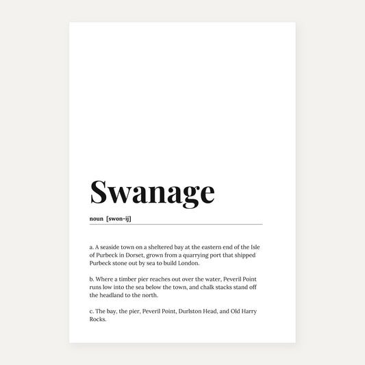 Swanage — Dictionary Print