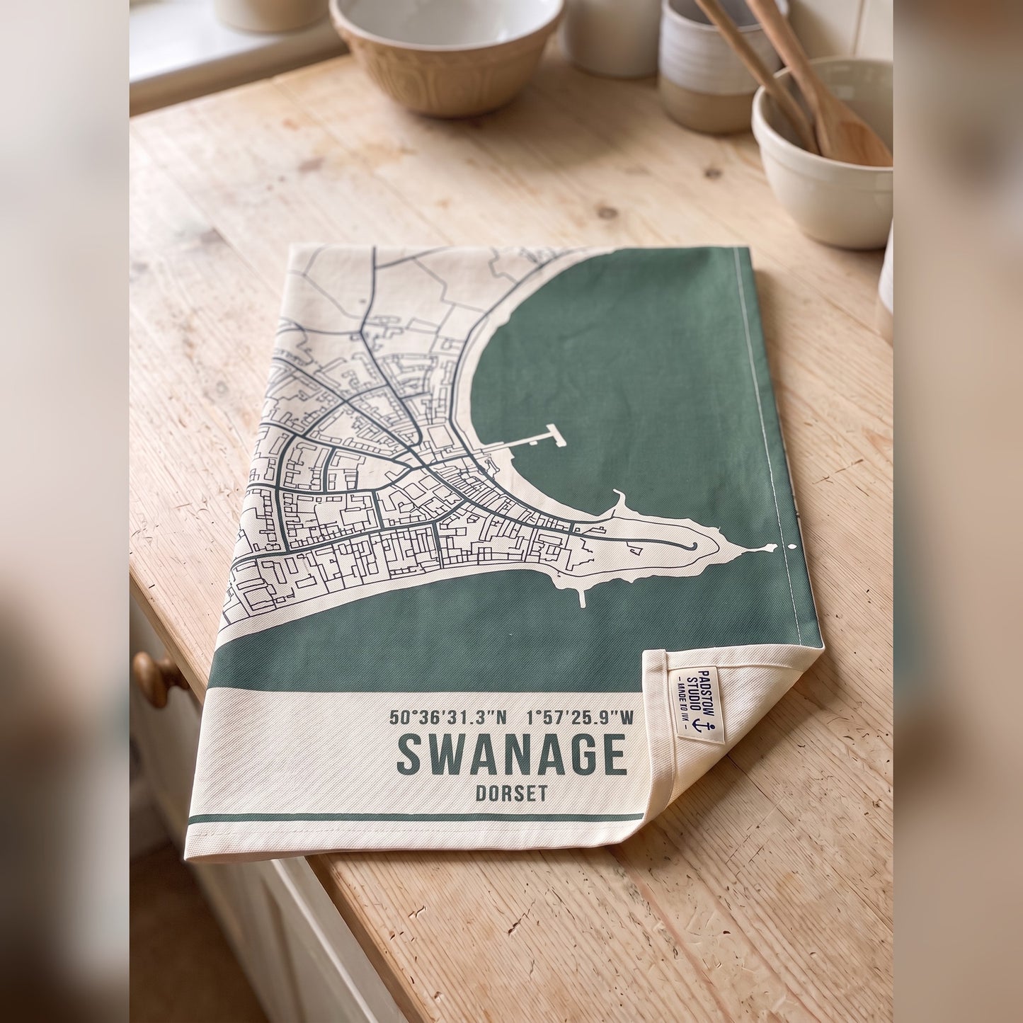 Swanage — Map Tea Towel