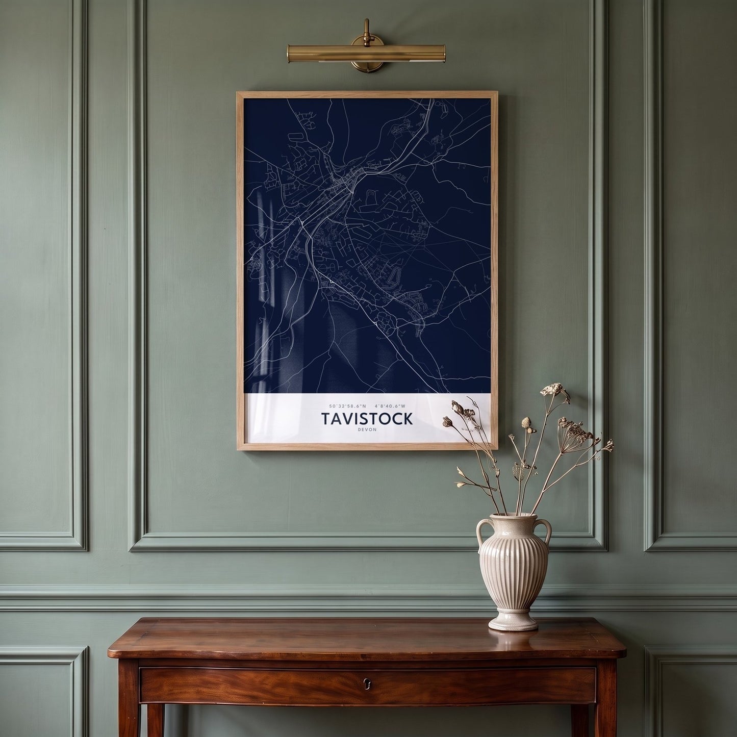 Tavistock — Framed Map Print (Navy)