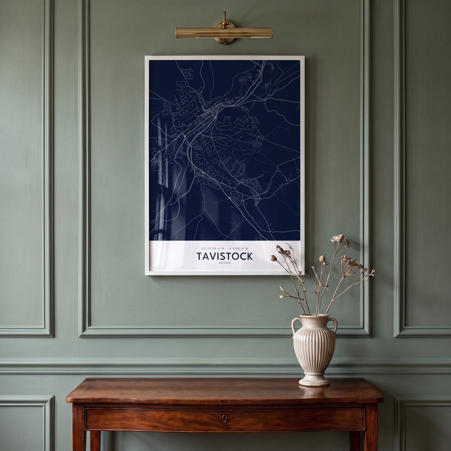 Tavistock — Framed Map Print (Navy)