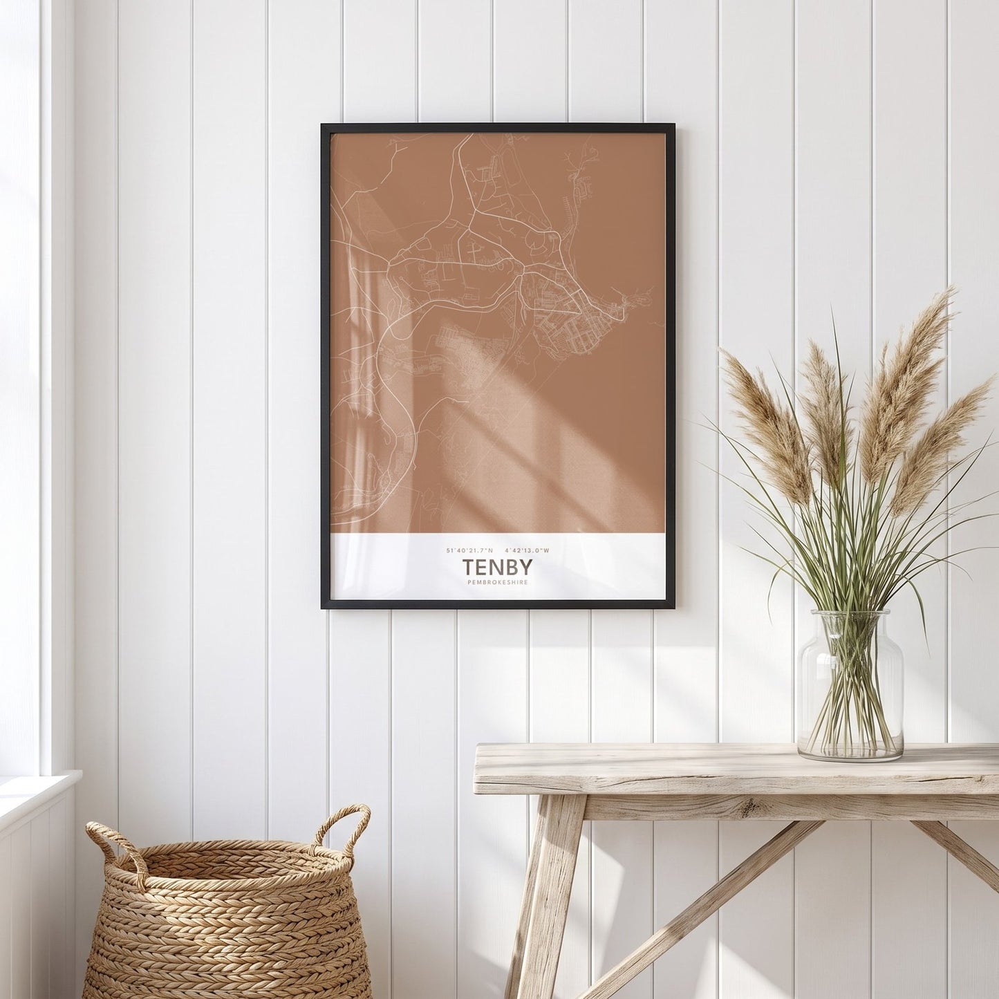 Tenby — Framed Map Print (Terracotta)