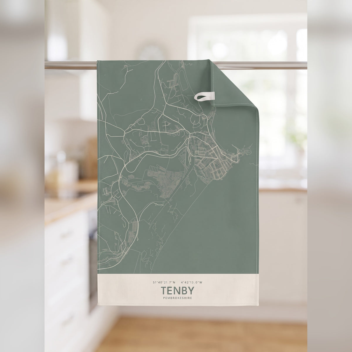 Your Town Merch — Tenby Map Tea Towel lifestyle