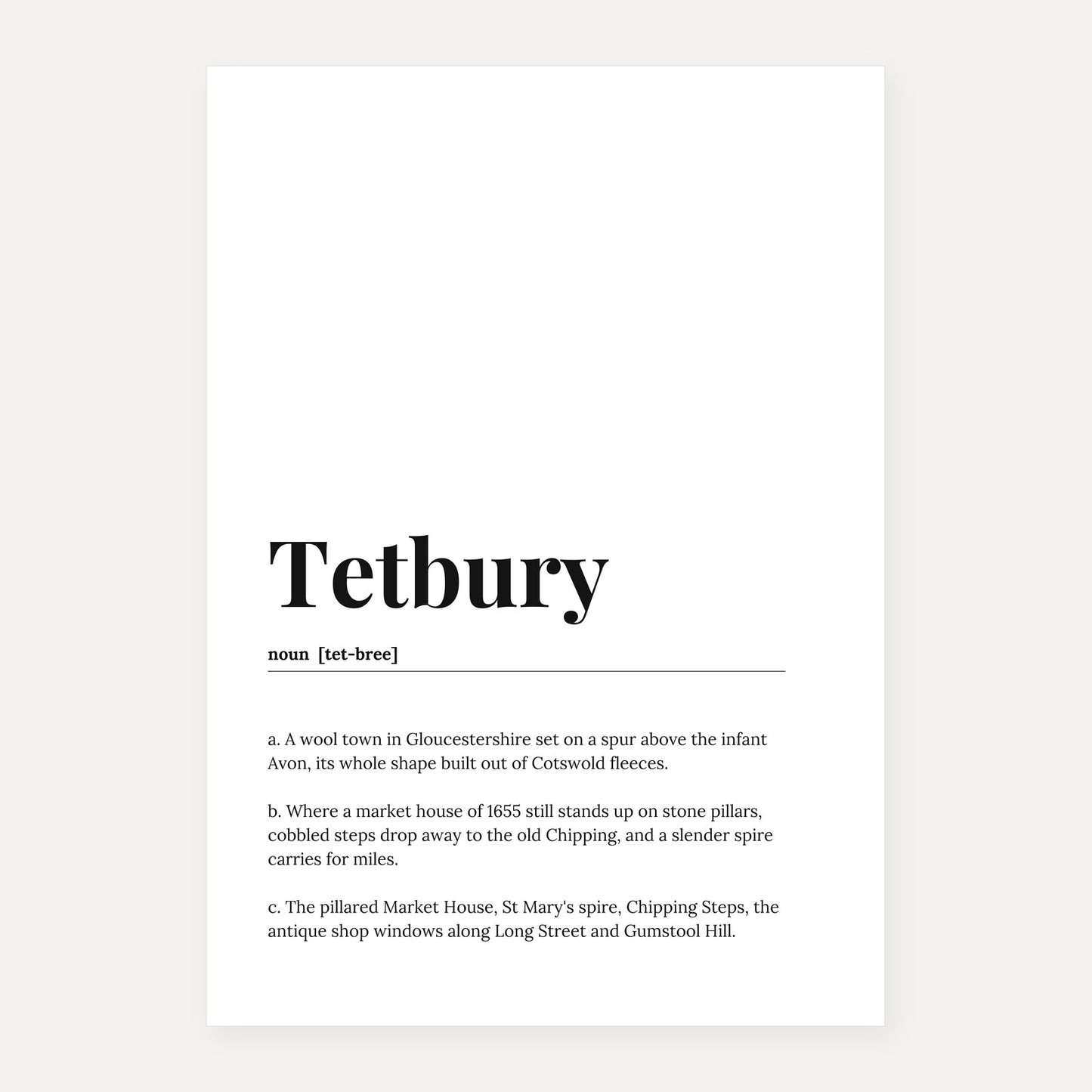 Tetbury — Dictionary Print