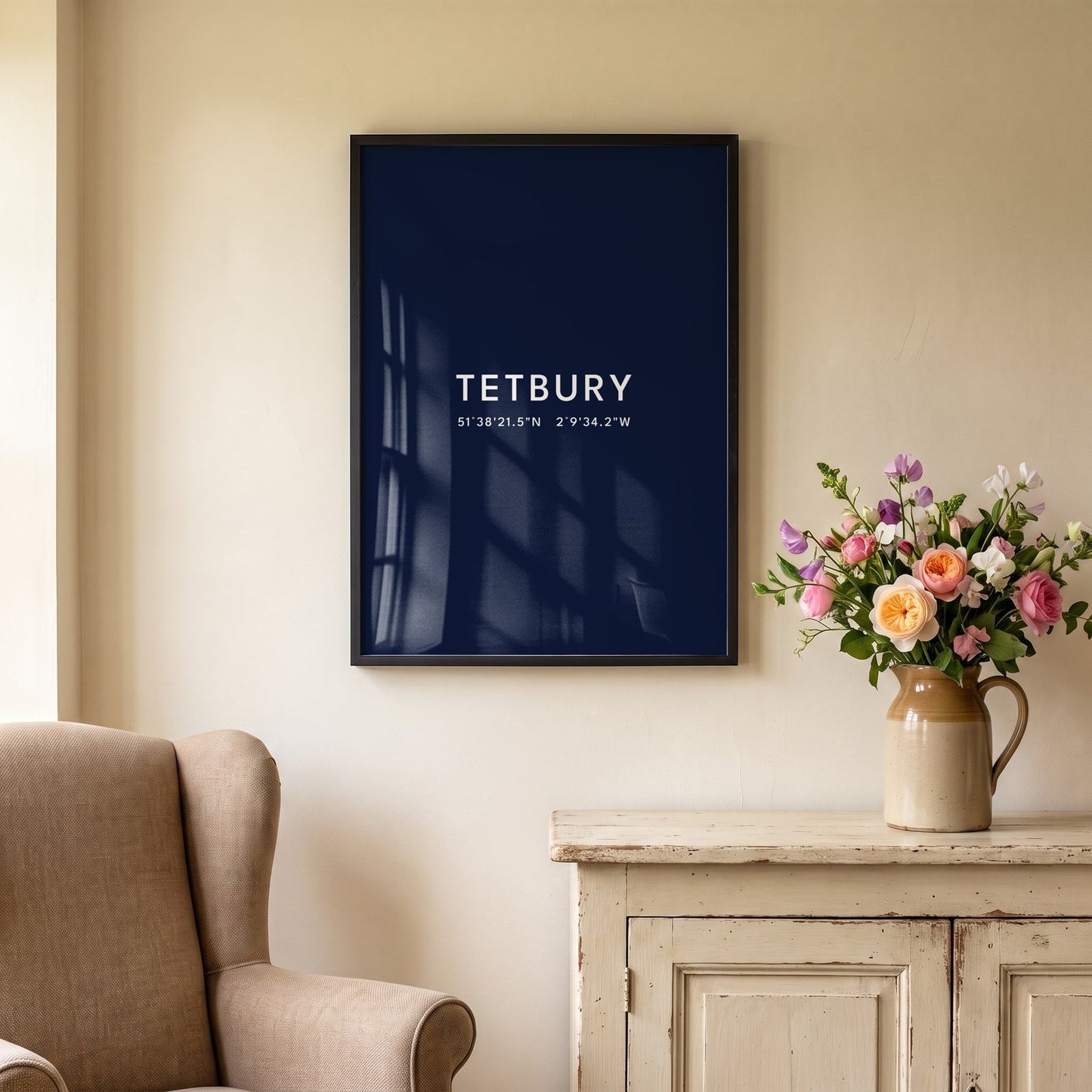 Tetbury — Framed Coordinates Print (Navy)