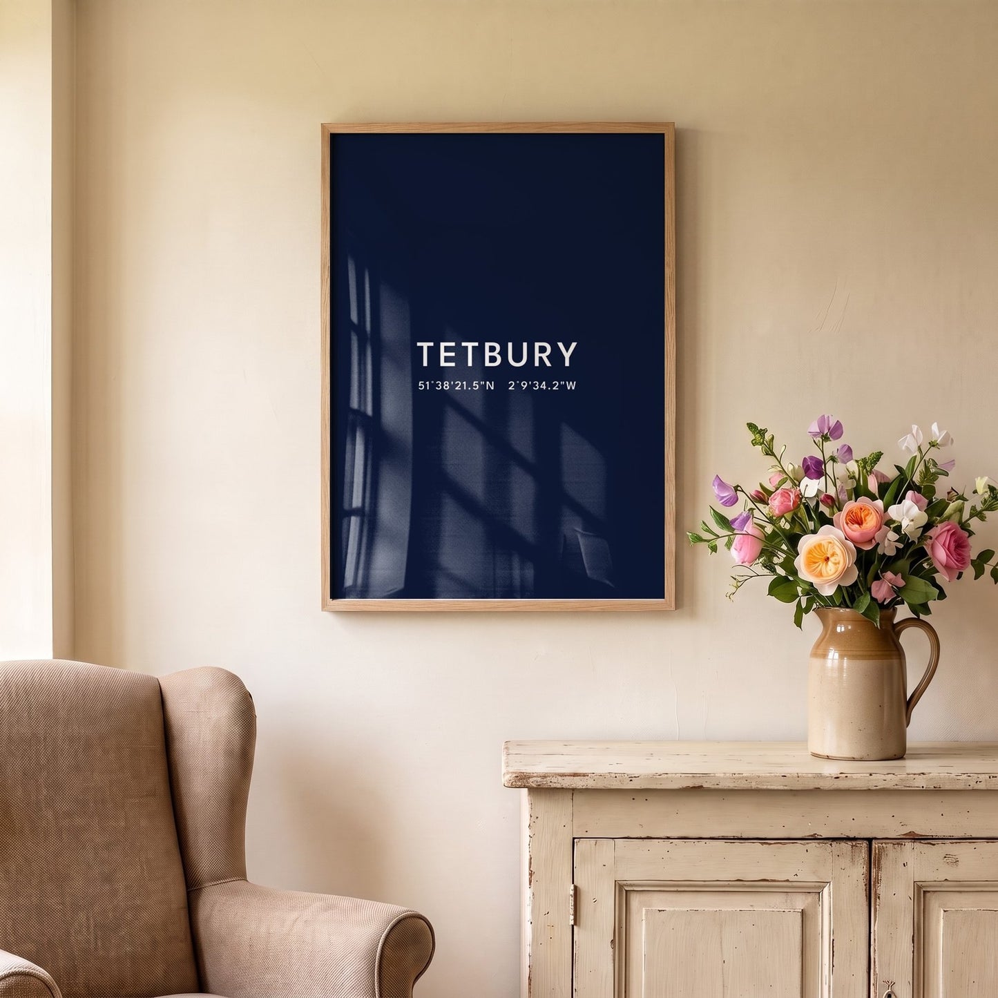 Tetbury — Framed Coordinates Print (Navy)