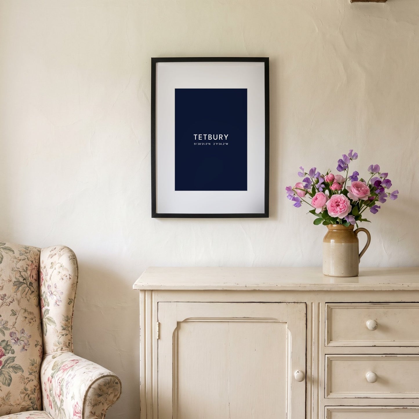 Tetbury — Framed Coordinates Print (Navy)
