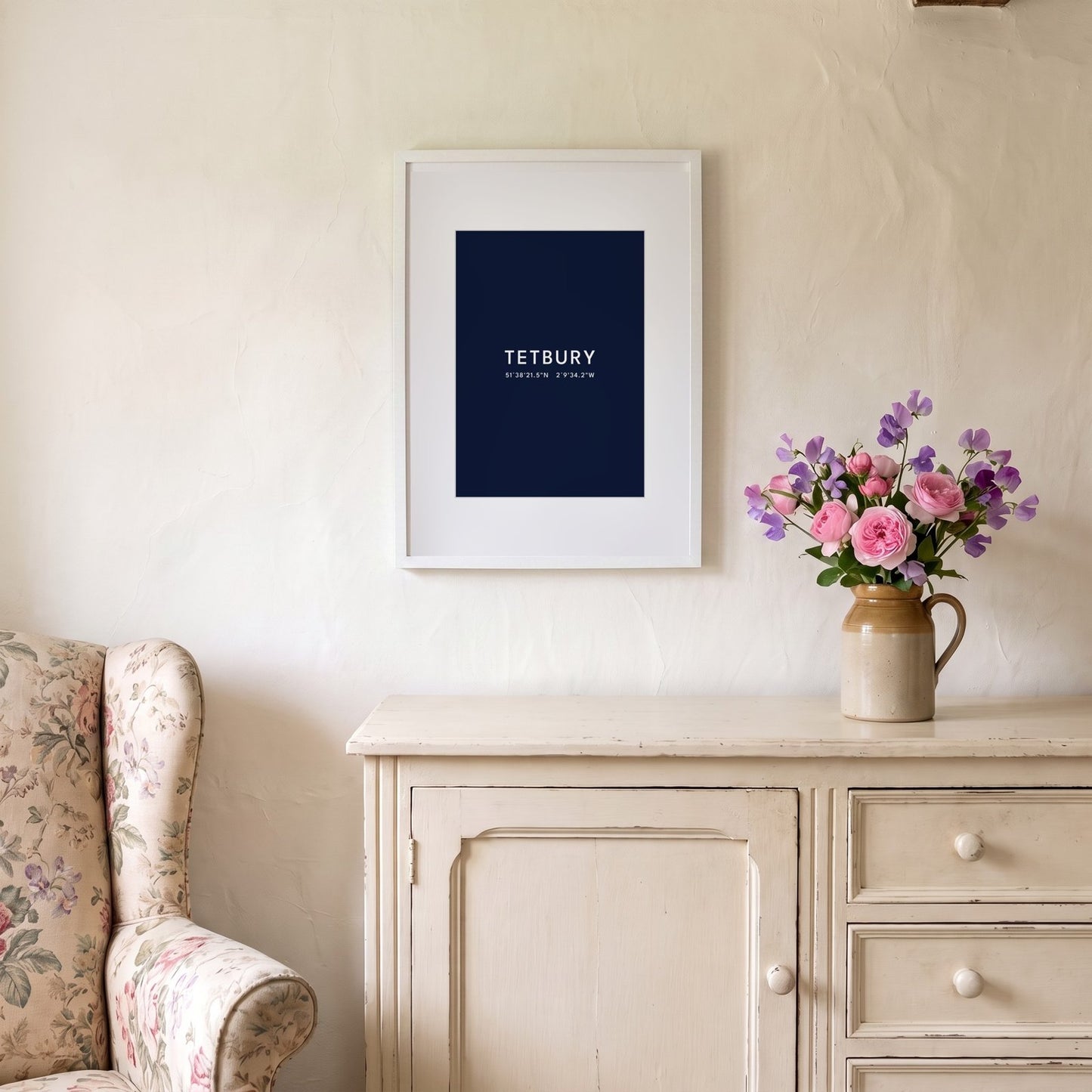Tetbury — Framed Coordinates Print (Navy)