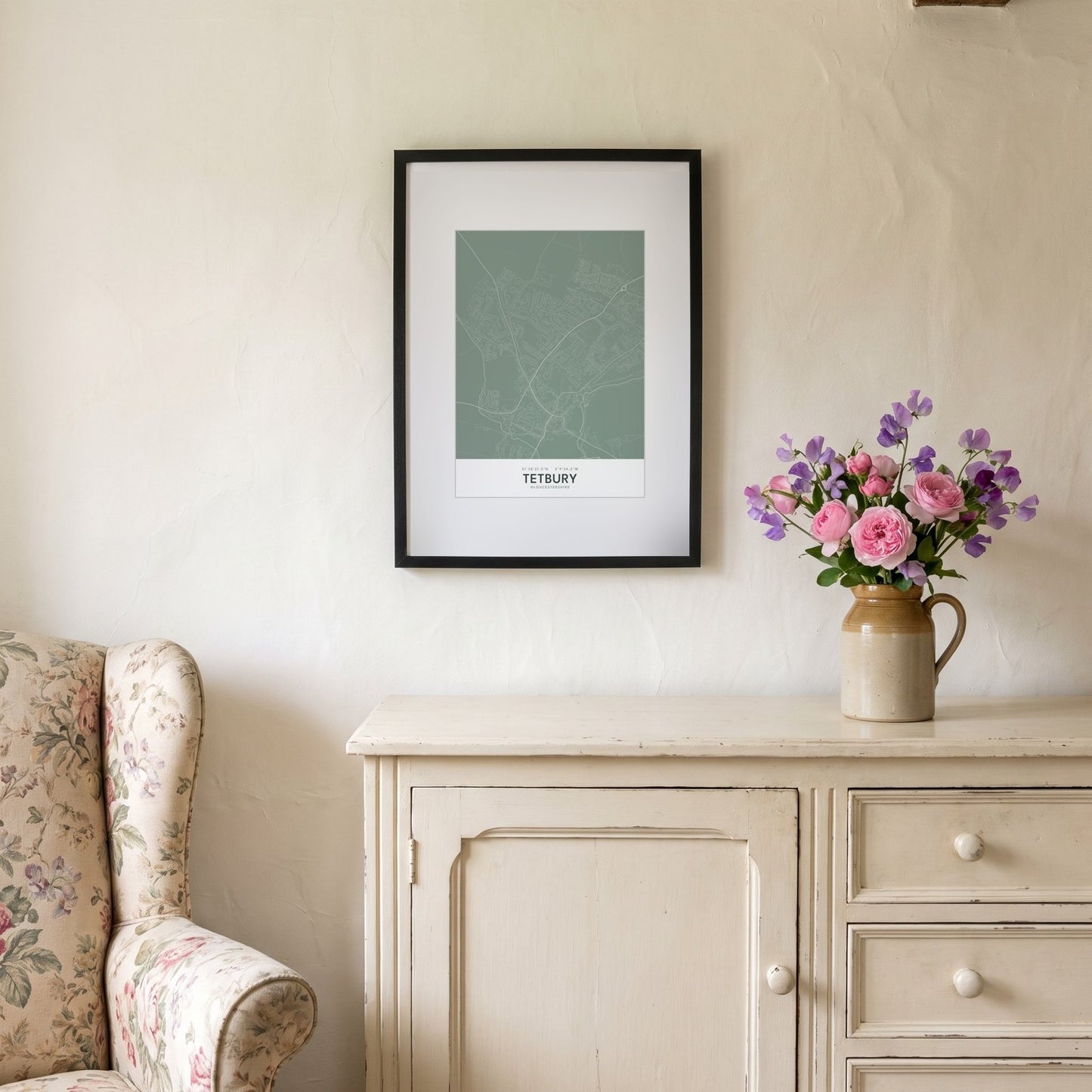 Tetbury — Framed Map Print (Sage)