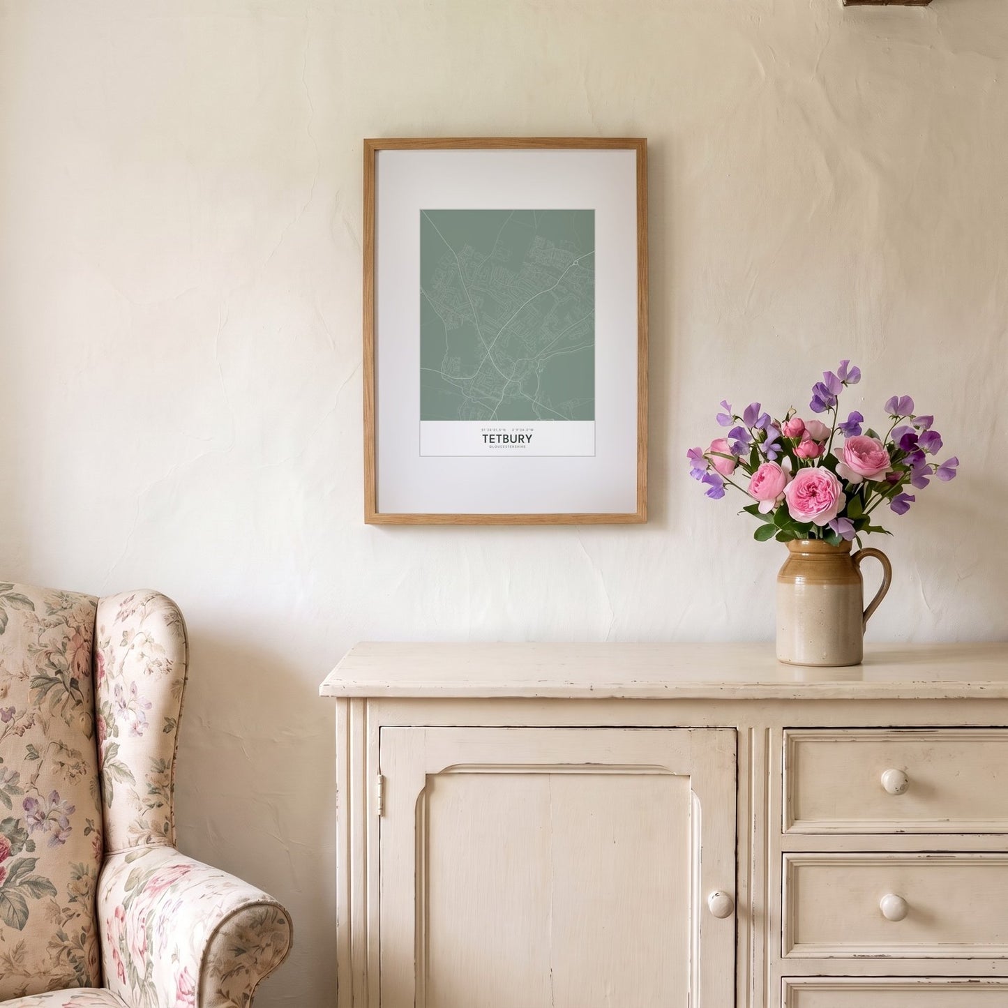 Tetbury — Framed Map Print (Sage)