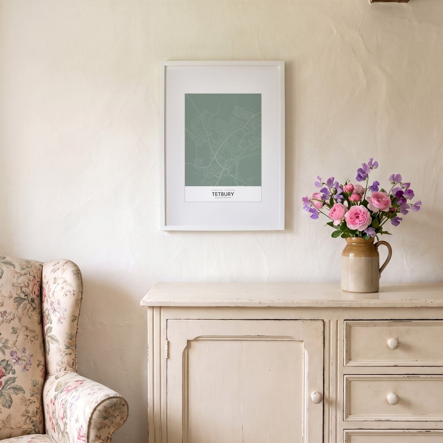 Tetbury — Framed Map Print (Sage)