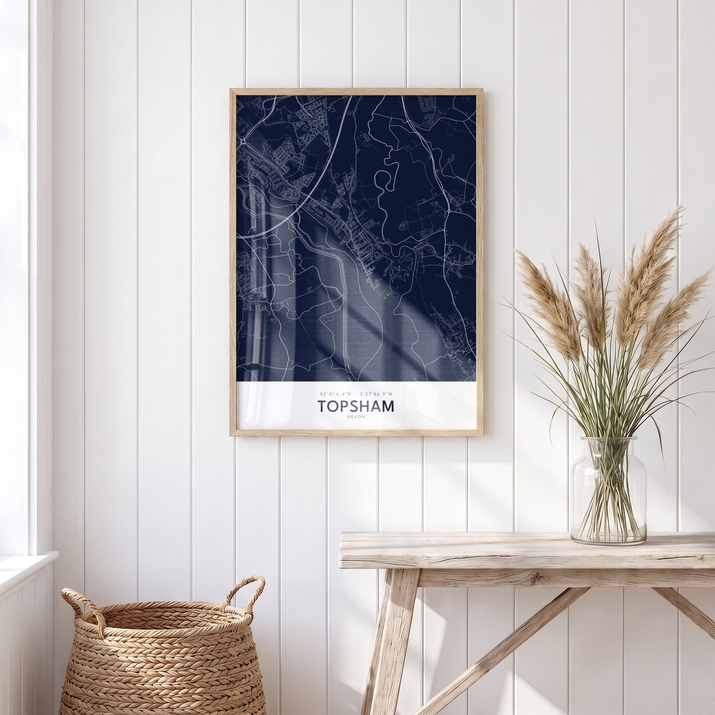 Topsham — Framed Map Print (Navy)