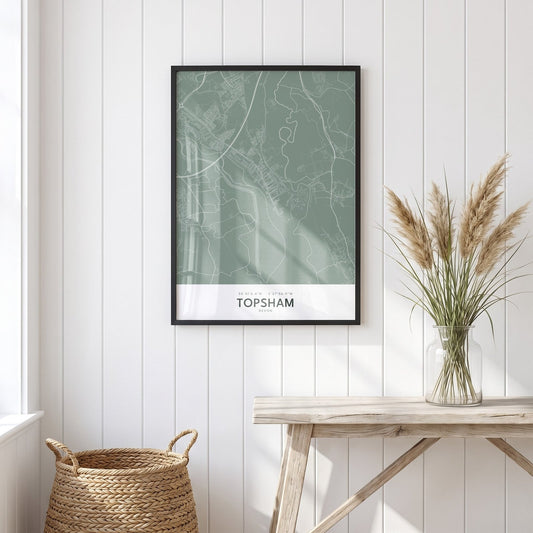 Topsham — Framed Map Print (Sage)