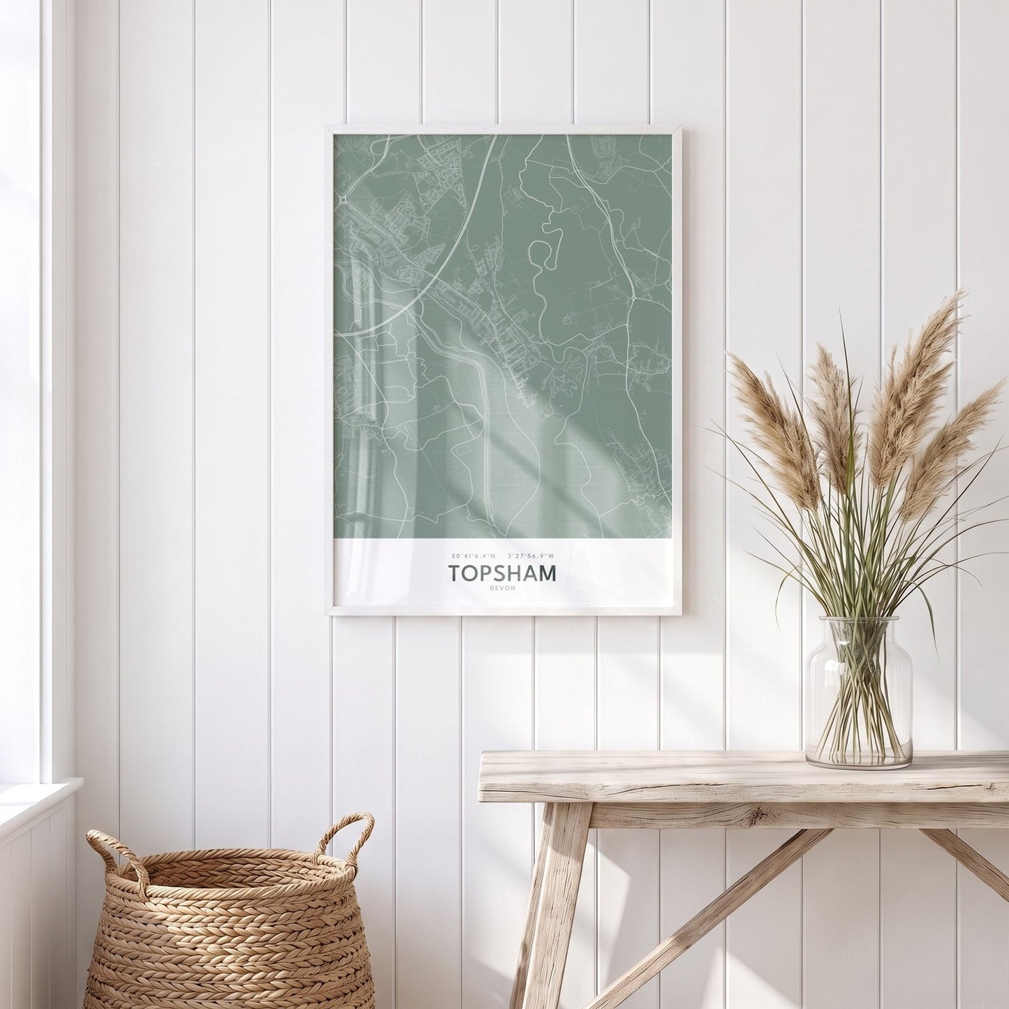 Topsham — Framed Map Print (Sage)