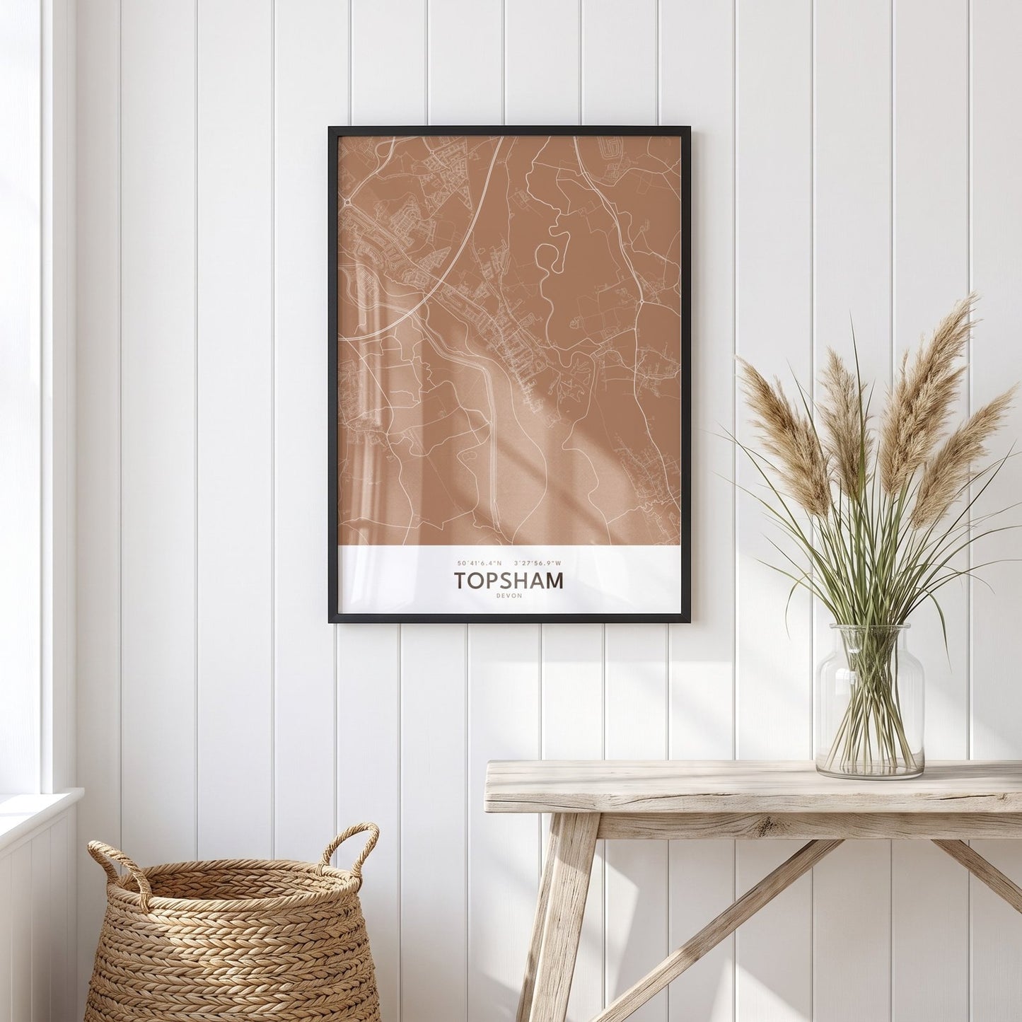 Topsham — Framed Map Print (Terracotta)