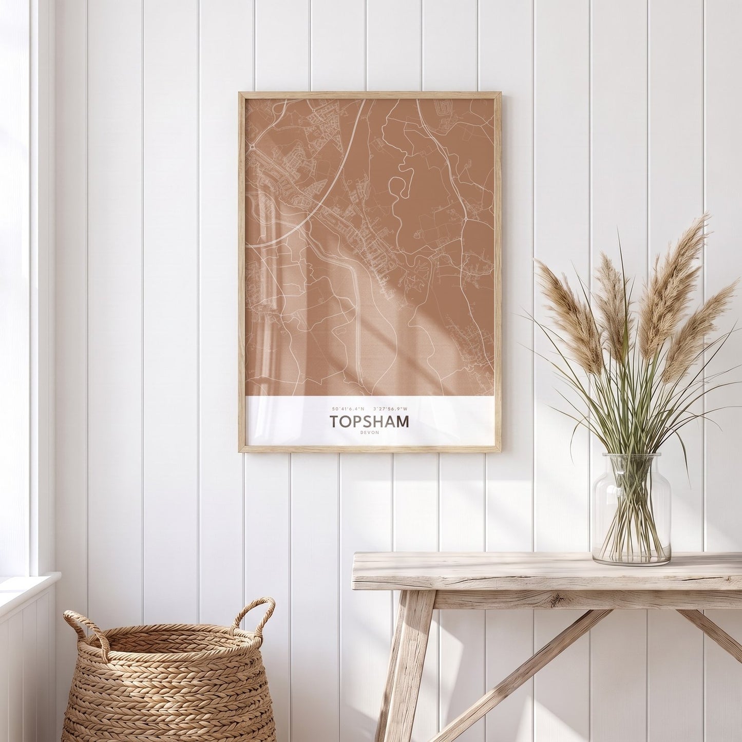 Topsham — Framed Map Print (Terracotta)