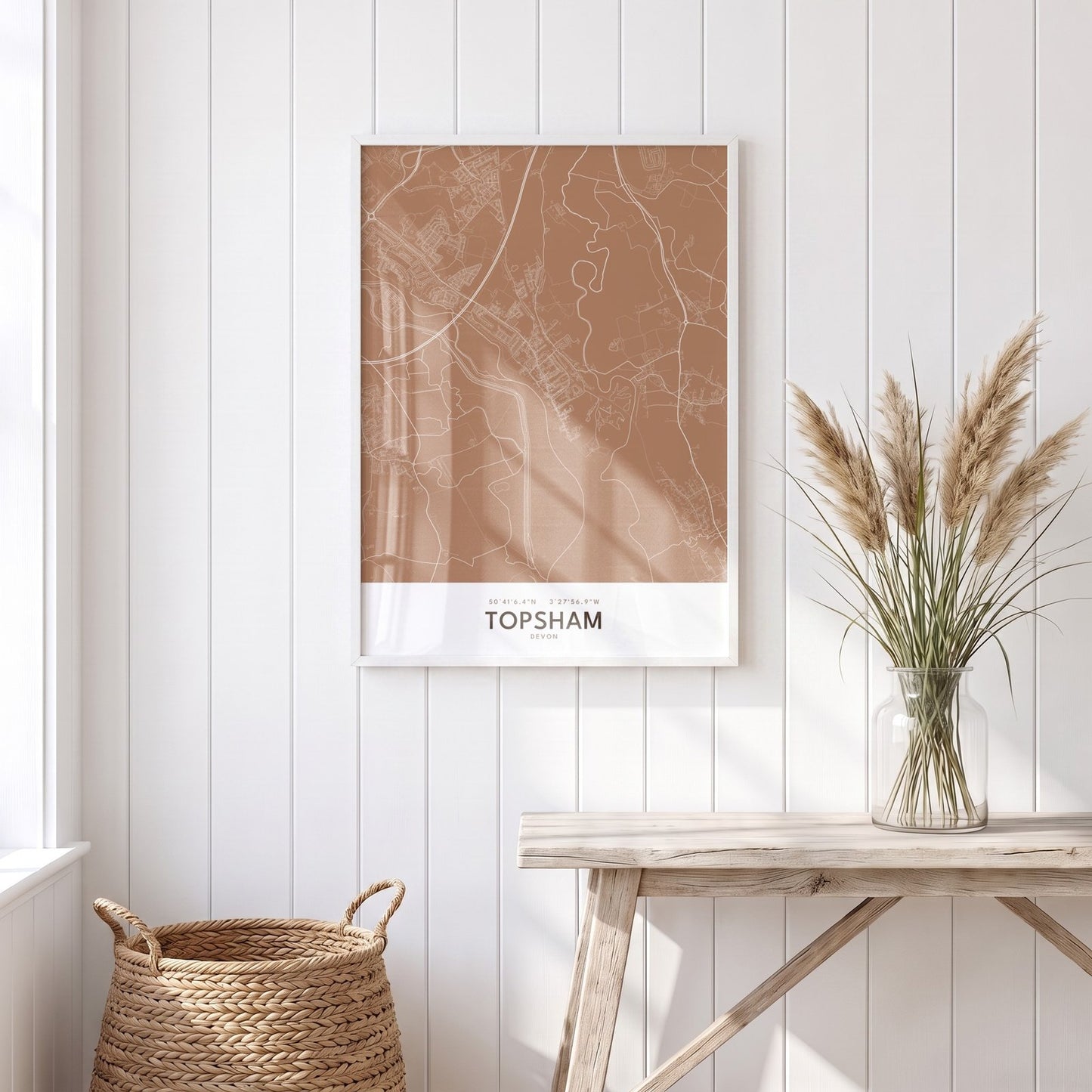 Topsham — Framed Map Print (Terracotta)