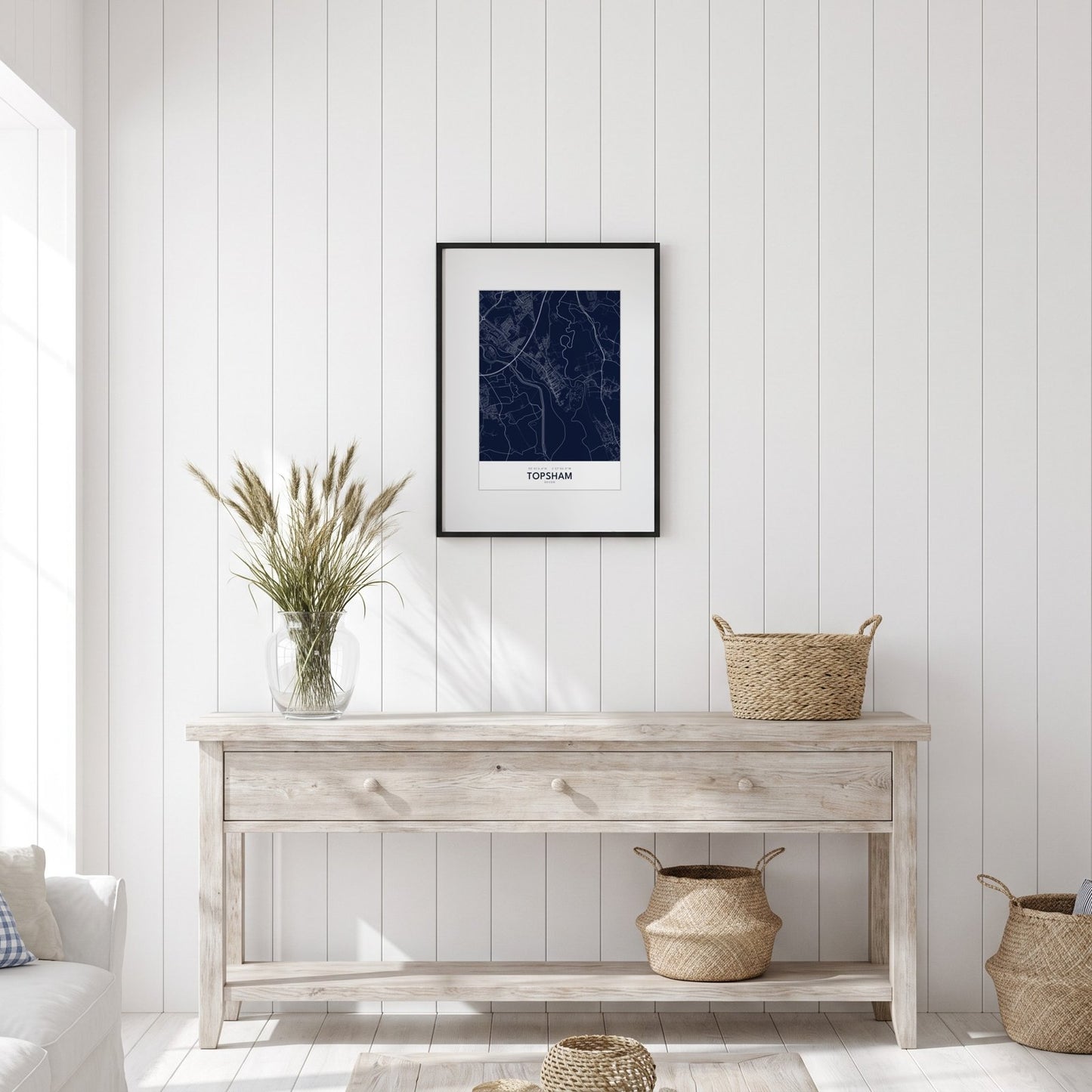 Topsham — Framed Map Print (Navy)