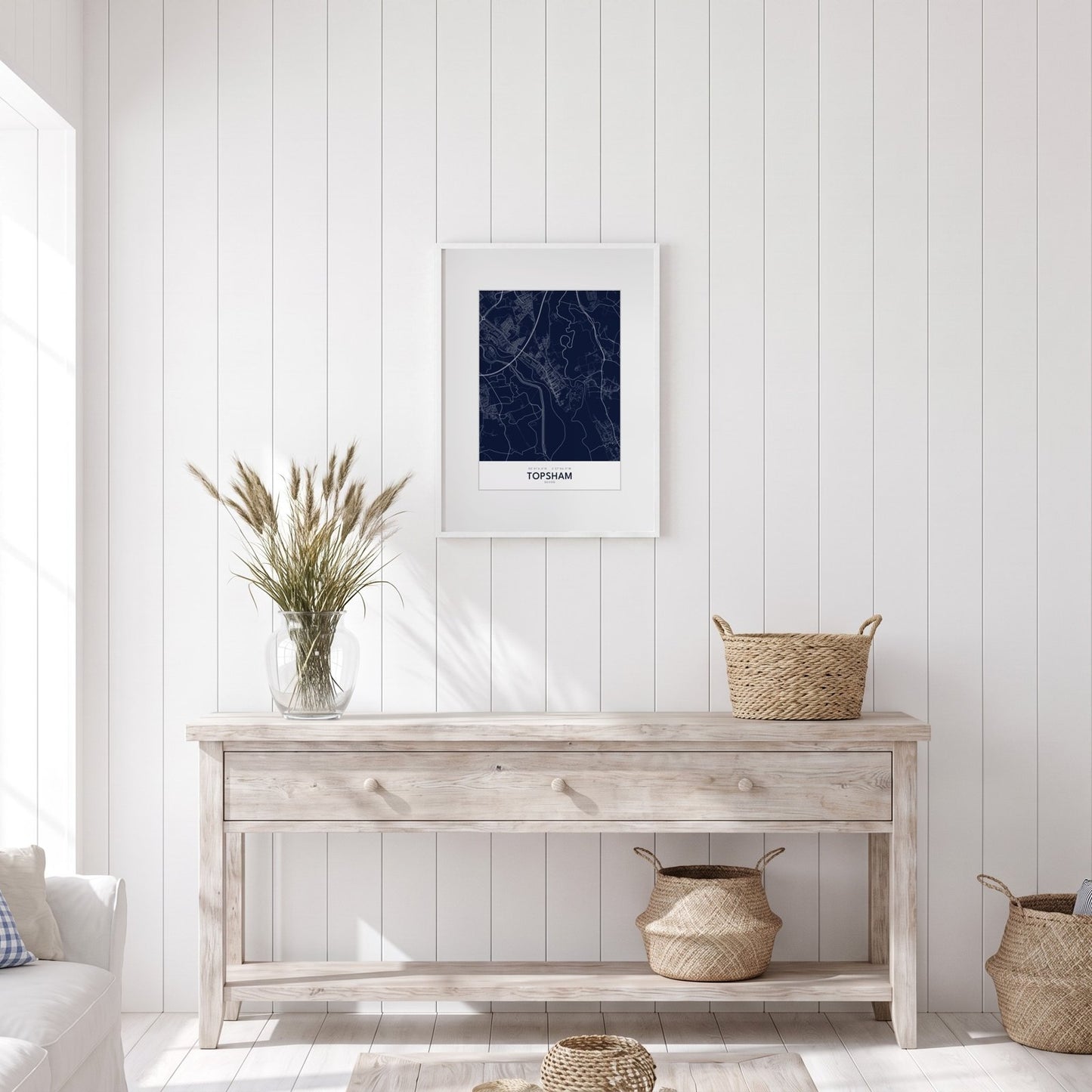 Topsham — Framed Map Print (Navy)