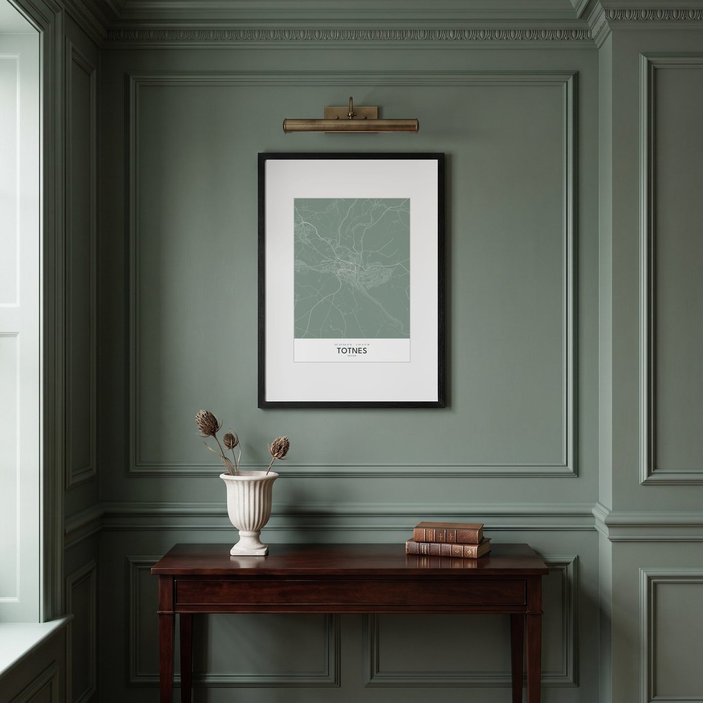 Totnes — Framed Map Print (Sage)