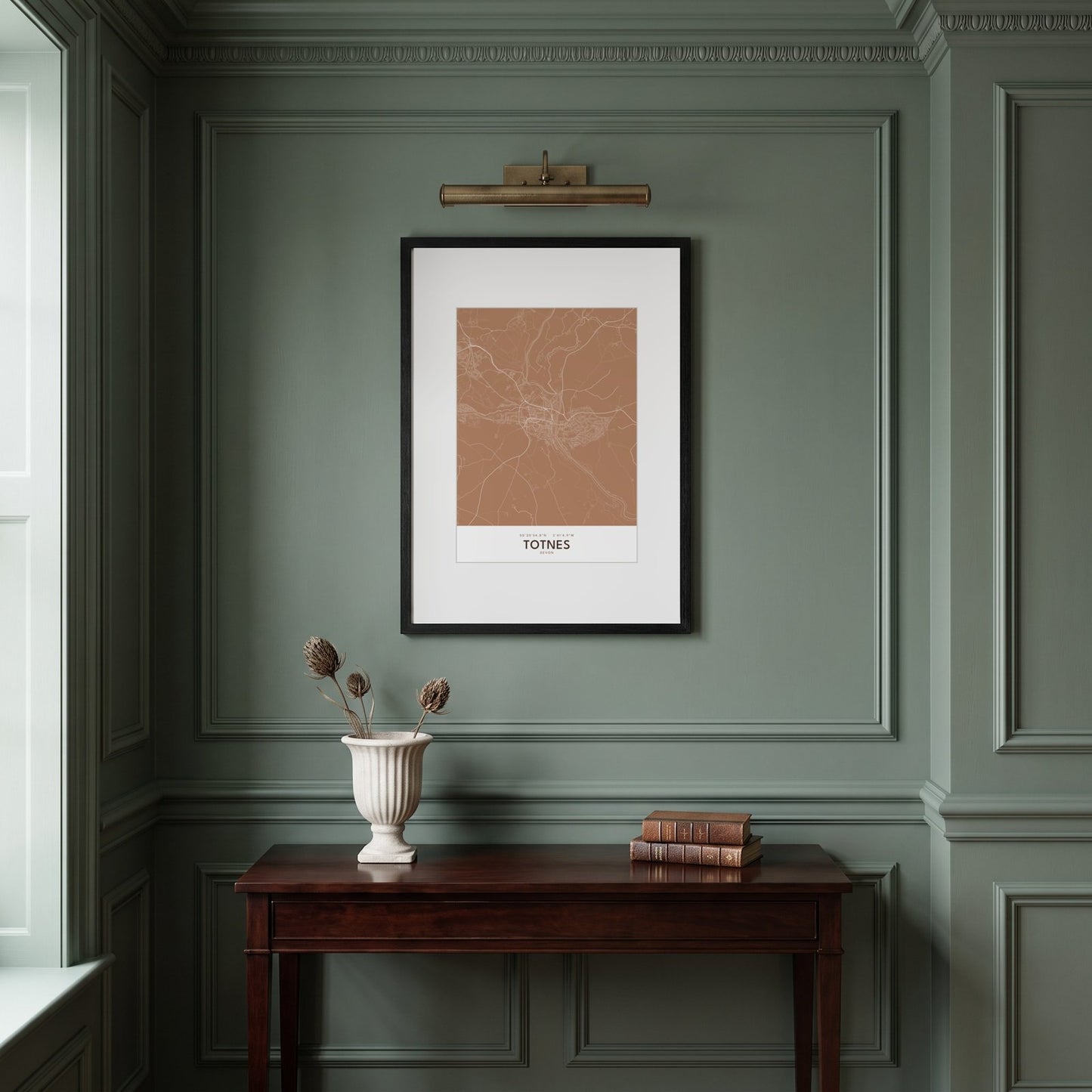 Totnes — Framed Map Print (Terracotta)