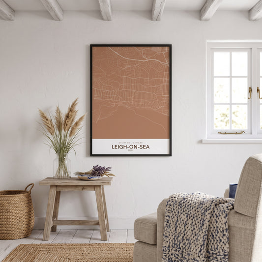 Leigh-on-Sea — Framed Map Print (Terracotta)
