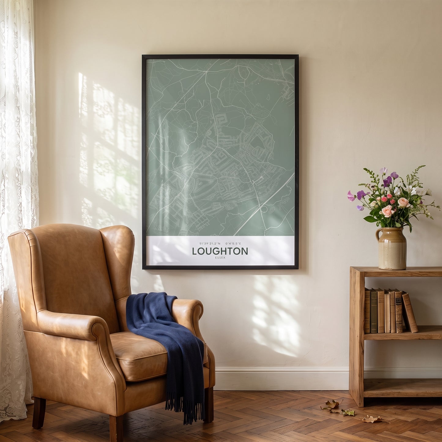 Loughton — Framed Map Print (Sage)