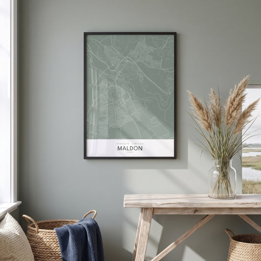Maldon — Framed Map Print (Sage)