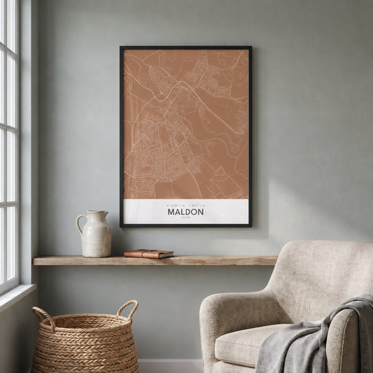 Maldon — Framed Map Print (Terracotta)