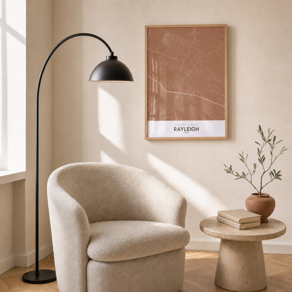 Rayleigh — Framed Map Print (Terracotta)