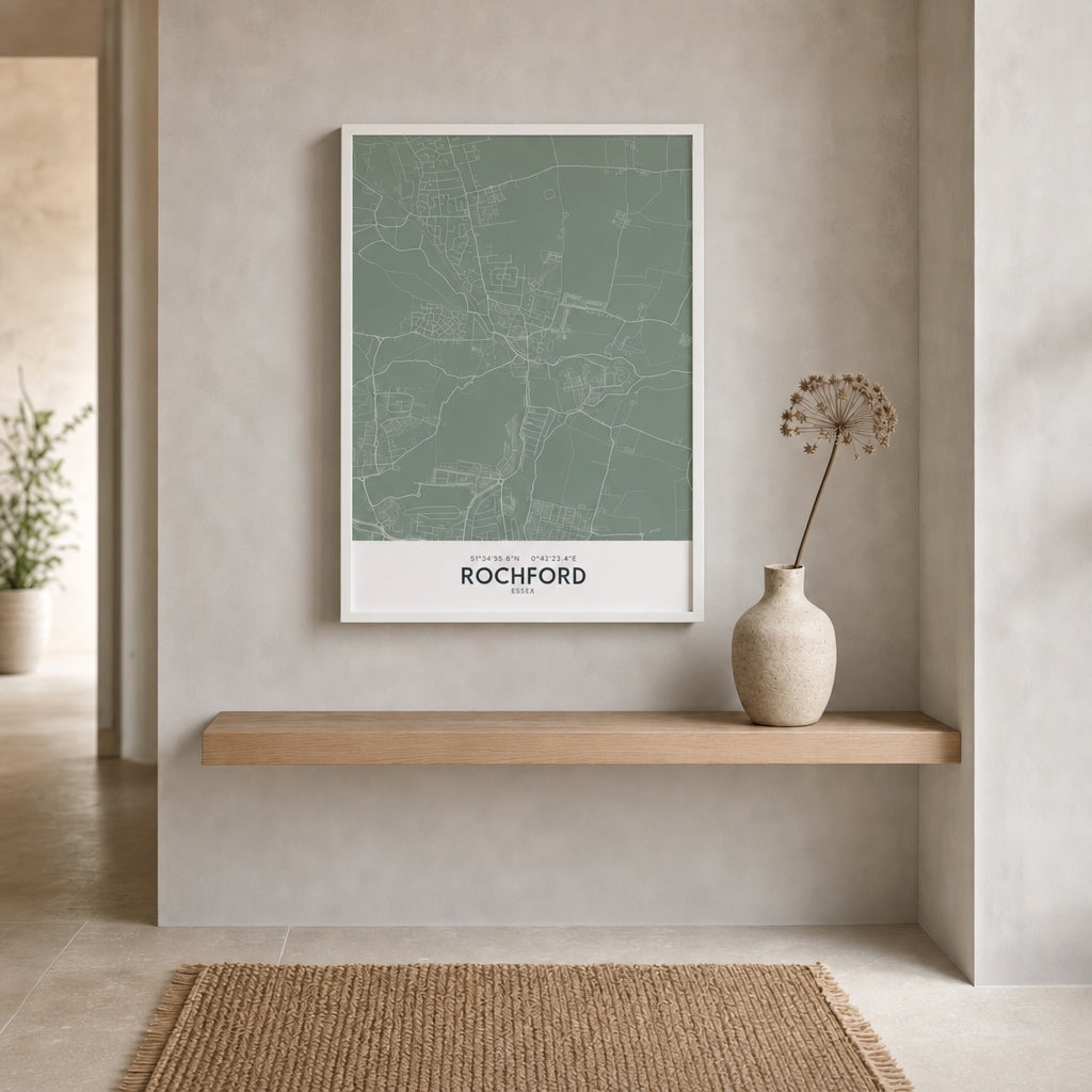 Rochford — Framed Map Print (Sage)