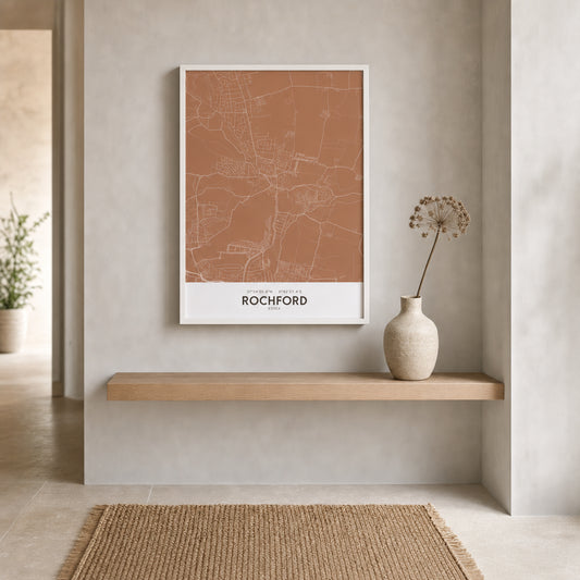 Rochford — Framed Map Print (Terracotta)