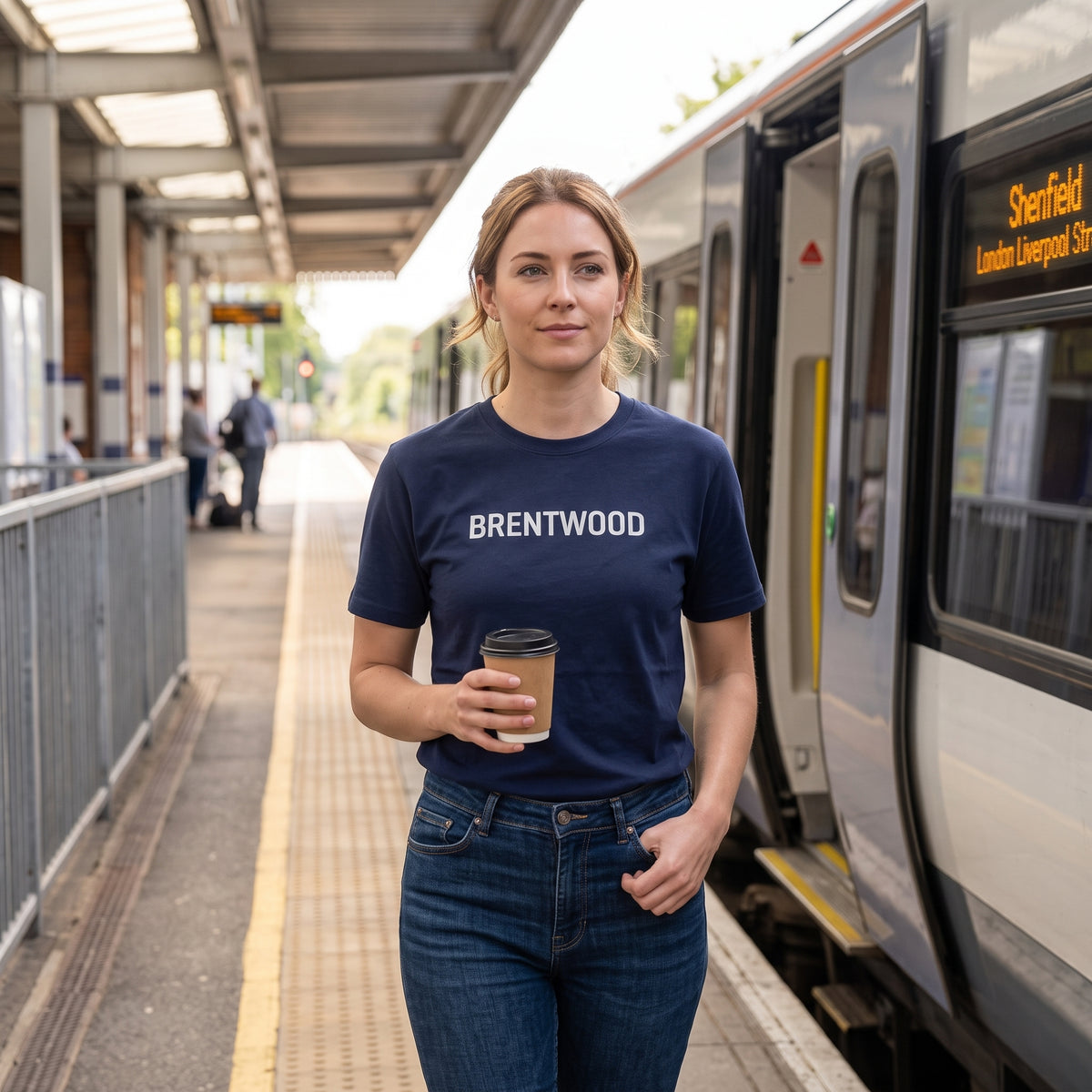 Your Town Merch — Brentwood Navy Tee lifestyle