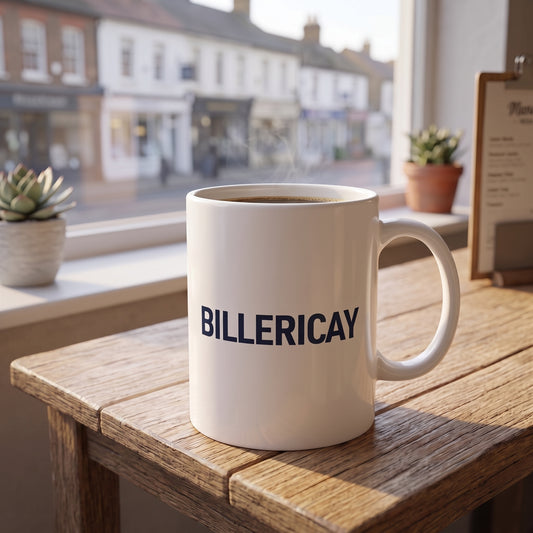 Your Town Merch — Billericay Ceramic Mug lifestyle